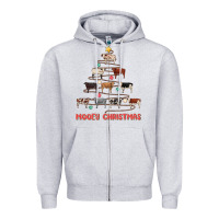 Heather Grey mooey christmas Zipper Hoodie - MaliasSmallBusiness