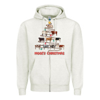 Oatmeal Heather mooey christmas Zipper Hoodie - MaliasSmallBusiness