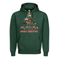 Sports Green mooey christmas Zipper Hoodie - MaliasSmallBusiness