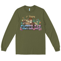 Army Green Happy Easter Day Rodeo Long Sleeve Tee - NancyCooperArtShop
