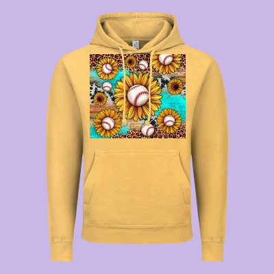 Baseball Leopard Turquoise Sunflower Vintage Hoodie Designed By Jahusdesignshop
