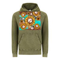 Vintage Olive baseball leopard turquoise sunflower Vintage Hoodie - JahusDesignShop
