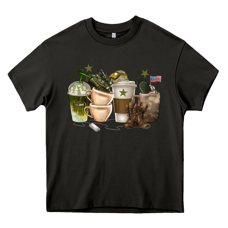 Coffee Cups Army Heavy Core Tee by texasbilliewilder | Teevron