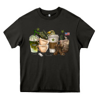 Asphalt coffee cups army Heavy Core Tee - texasbilliewilder