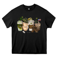 Black coffee cups army Heavy Core Tee - texasbilliewilder