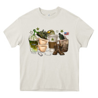 Cream coffee cups army Heavy Core Tee - texasbilliewilder