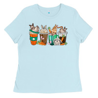 Baby Blue rabbit coffee cups Ladies Tee - texasbilliewilder