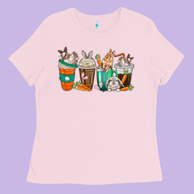 Rabbit Coffee Cups Ladies Tee Designed By Texasbilliewilder