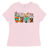 Bubblegum Pink rabbit coffee cups Ladies Tee - texasbilliewilder