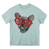 French Bulldog With Love Glasses Heavy Core Tee | Teevron