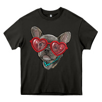 Asphalt french bulldog with love glasses Heavy Core Tee - RanaPortraitStore