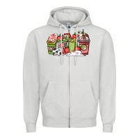 Dove Grey cow and strawberry coffee cups Zipper Hoodie - NancyCooperArtShop