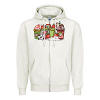 Oatmeal Heather cow and strawberry coffee cups Zipper Hoodie - NancyCooperArtShop