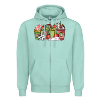 Seafoam cow and strawberry coffee cups Zipper Hoodie - NancyCooperArtShop