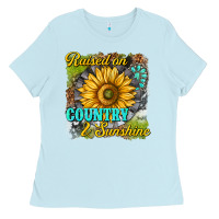 Baby Blue raised on country and sunshine Ladies Tee - texasbilliewilder