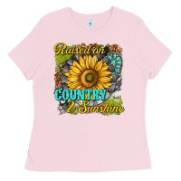 Bubblegum Pink raised on country and sunshine Ladies Tee - texasbilliewilder