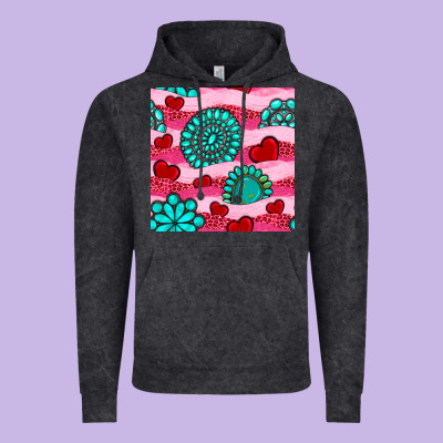 Valentines Day Turquoise Gemstone  And Hearts Vintage Hoodie Designed By Bundleandbundleshop