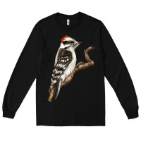 Black Downy Woodpecker Long Sleeve Tee - LillyAllenDesigns