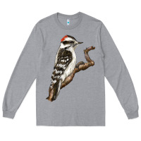 Heather Grey Downy Woodpecker Long Sleeve Tee - LillyAllenDesigns
