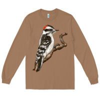 Toasted Coconut Downy Woodpecker Long Sleeve Tee - LillyAllenDesigns
