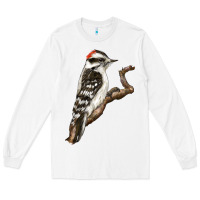 White Downy Woodpecker Long Sleeve Tee - LillyAllenDesigns
