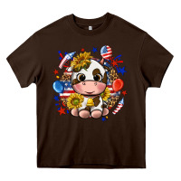 Chocolate Brown cute cow fourth of july Heavy Core Tee - texasbilliewilder