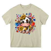 Mossy cute cow fourth of july Heavy Core Tee - texasbilliewilder