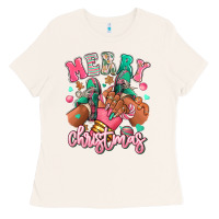 Bone pink merry christmas black girl sneakers Ladies Tee - RanaPortraitStore