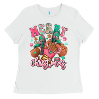 White pink merry christmas black girl sneakers Ladies Tee - RanaPortraitStore