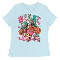 Baby Blue pink merry christmas black girl sneakers Ladies Tee - RanaPortraitStore
