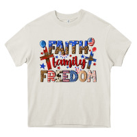 Cream faith family freedom Heavy Core Tee - texasbilliewilder