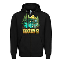 Black camping caravan home Zipper Hoodie - NancyCooperArtShop