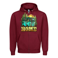 Burgundy camping caravan home Zipper Hoodie - NancyCooperArtShop