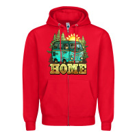 Red camping caravan home Zipper Hoodie - NancyCooperArtShop