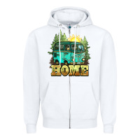 White camping caravan home Zipper Hoodie - NancyCooperArtShop