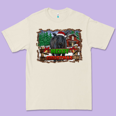 Merry Christmas Black Angus Cattle And Farm Premium Tee Designed By Ranaportraitstore