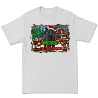 Dove Grey merry christmas black angus cattle and farm Premium Tee - RanaPortraitStore