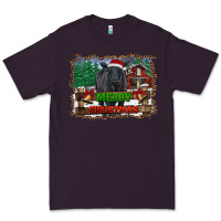 Plum merry christmas black angus cattle and farm Premium Tee - RanaPortraitStore