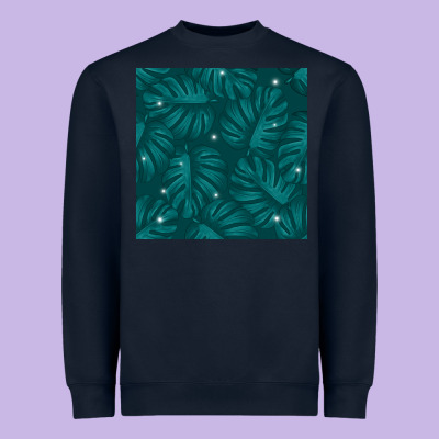 Tropical  Leaves Seamless Pattern Heavyweight Sweatshirt Designed By Bundleandbundleshop