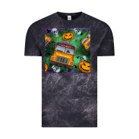 Cloud Black halloween bus and pumpkin seamless pattern Vintage Tee - BundleAndBundleShop