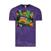 Cloud Purple halloween bus and pumpkin seamless pattern Vintage Tee - BundleAndBundleShop