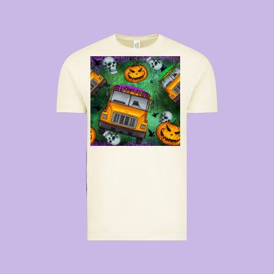 Halloween Bus And Pumpkin Seamless Pattern Vintage Tee Designed By Bundleandbundleshop