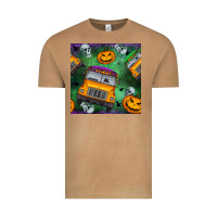 Vintage Camel halloween bus and pumpkin seamless pattern Vintage Tee - BundleAndBundleShop
