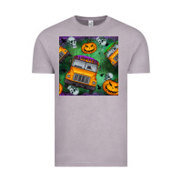 Vintage Zinc halloween bus and pumpkin seamless pattern Vintage Tee - BundleAndBundleShop