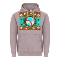 Vintage Zinc baseball turquoise sunflower Vintage Hoodie - JahusDesignShop