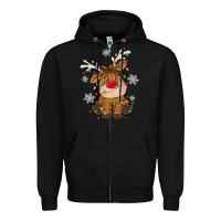 Black Christmas reindeer Zipper Hoodie - MaliasSmallBusiness