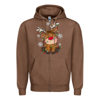 Chestnut Christmas reindeer Zipper Hoodie - MaliasSmallBusiness