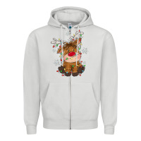 Dove Grey Christmas reindeer Zipper Hoodie - MaliasSmallBusiness