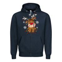 Navy Christmas reindeer Zipper Hoodie - MaliasSmallBusiness