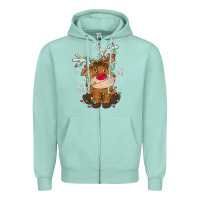 Seafoam Christmas reindeer Zipper Hoodie - MaliasSmallBusiness